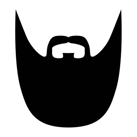 Full Beard long length style men illustration Facial hair mustache. Vector black male Fashion template flat barber collection set. Stylish hairstyle isolated outline on white background.のイラスト素材