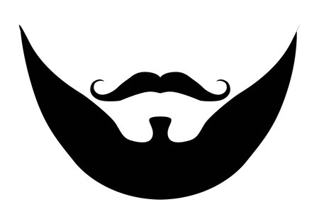 Verdi Beard style men illustration Facial hair mustache. Vector black male Fashion template flat barber collection set. Stylish hairstyle isolated outline on white background.のイラスト素材