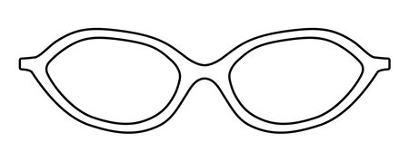 Foxy frame glasses fashion accessory illustration. Sunglass front view for Men, women, unisex silhouette style, flat rim spectacles eyeglasses with lens sketch outline isolated on white backgroundのイラスト素材