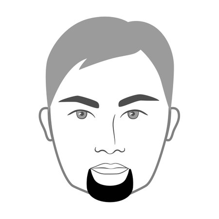 Short Goatee Beard style men in face illustration Facial hair. Vector grey black portrait male Fashion template flat barber collection set. Stylish hairstyle isolated outline on white background.のイラスト素材
