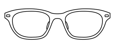 Wellington frame glasses fashion accessory illustration. Sunglass front view for Men, women, unisex silhouette style, flat rim spectacles eyeglasses with lens sketch style outline isolated on whiteのイラスト素材
