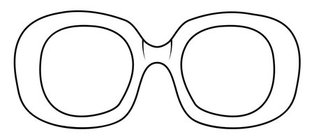 XL Retro Oval frame glasses fashion accessory illustration. Sunglass front view for Men, women, unisex silhouette style, flat rim spectacles eyeglasses with lens sketch style outline isolated on whiteのイラスト素材