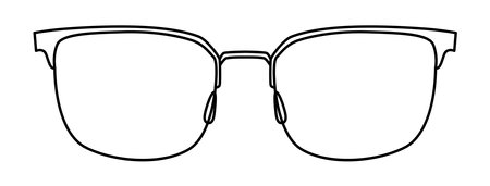 Browline frame glasses fashion accessory illustration. Sunglass front view for Men, women, unisex silhouette style, flat rim spectacles eyeglasses with lens sketch style outline isolated on whiteのイラスト素材