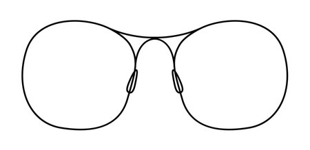 Oversized Round frame glasses fashion accessory illustration. Sunglass front view for Men, women, unisex silhouette style, flat rim spectacles eyeglasses with lens sketch style outline isolatedのイラスト素材