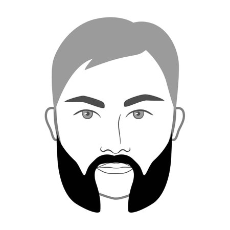 Hulihee Beard style men in face illustration Facial hair mustache. Vector grey black portrait male Fashion template flat barber collection set. Stylish hairstyle isolated outline on white background.のイラスト素材