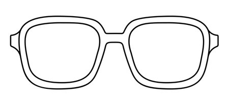 Retro Square frame glasses fashion accessory illustration. Sunglass front view for Men, women, unisex silhouette style, flat rim spectacles eyeglasses sketch outline isolated on white backgroundのイラスト素材