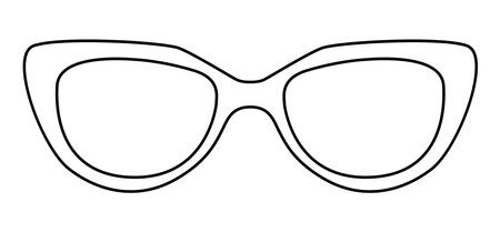 Retro frame glasses fashion accessory illustration. Sunglass front view for Men, women, unisex silhouette style, flat rim spectacles eyeglasses with lens sketch outline isolated on white backgroundのイラスト素材