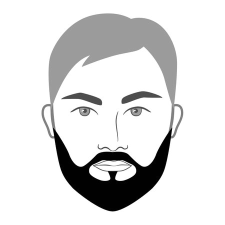 Corporate Beard style men in face illustration Facial hair mustache. Vector grey black portrait male Fashion template flat barber collection set. Stylish hairstyle isolated outline on white backgroundのイラスト素材
