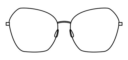 Cat Eye frame glasses fashion accessory illustration. Sunglass front view for Men, women, unisex silhouette style, flat rim spectacles eyeglasses with lens sketch style outline isolated on whiteのイラスト素材