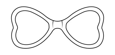 Butterfly frame glasses fashion accessory illustration. Sunglass front view for Men, women, unisex silhouette style, flat rim spectacles eyeglasses with lens sketch style outline isolated on whiteのイラスト素材