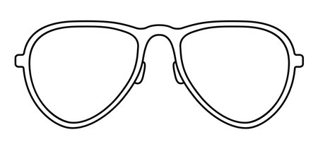 Teardrop frame glasses fashion accessory illustration. Sunglass front view for Men, women, unisex silhouette style, flat rim spectacles eyeglasses with lens sketch outline isolated on white backgroundのイラスト素材