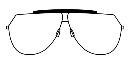 Angular Aviator frame glasses fashion accessory illustration. Sunglass front view for Men, women, unisex silhouette style, flat rim spectacles eyeglasses with lens sketch outline isolated on whiteのイラスト素材