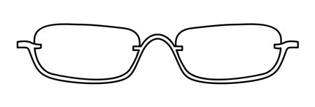 Slim Rectangular frame glasses fashion accessory illustration. Sunglass front view for Men, women, unisex silhouette style, flat rim spectacles eyeglasses with lens sketch style outline isolatedのイラスト素材