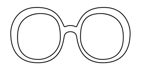 Retro Round frame glasses fashion accessory illustration. Sunglass front view for Men, women, unisex silhouette style, flat rim spectacles eyeglasses, lens sketch outline isolated on white backgroundのイラスト素材