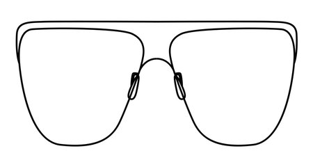 XL Flat Top frame glasses fashion accessory illustration. Sunglass front view for Men, women, unisex silhouette style, flat rim spectacles eyeglasses with lens sketch style outline isolated on whiteのイラスト素材