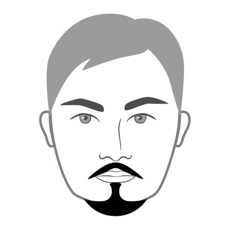 Anchor Beard style men in face illustration Facial hair Original Stache mustache. Vector grey black portrait male Fashion template flat barber. Stylish hairstyle isolated outline on white background.のイラスト素材