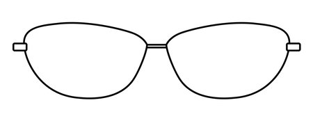 Almond frame glasses fashion accessory illustration. Sunglass front view for Men, women, unisex silhouette style, flat rim spectacles eyeglasses with lens sketch outline isolated on white backgroundのイラスト素材