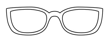 Foxy frame glasses fashion accessory illustration. Sunglass front view for Men, women, unisex silhouette style, flat rim spectacles eyeglasses with lens sketch outline isolated on white backgroundのイラスト素材