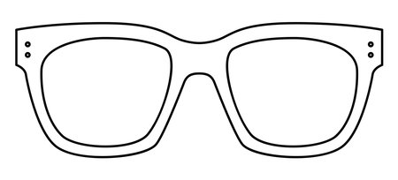 Angular Wellington frame glasses fashion accessory illustration. Sunglass front view for Men, women, unisex silhouette style, flat rim spectacles eyeglasses with lens sketch outline isolated on whiteのイラスト素材