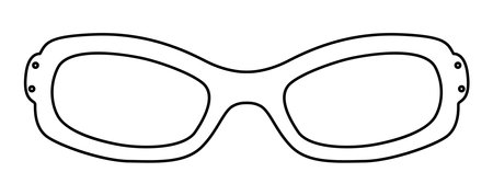 Slim Statement frame glasses fashion accessory illustration. Sunglass front view for Men, women, unisex silhouette style, flat rim spectacles eyeglasses with lens sketch outline on white backgroundのイラスト素材