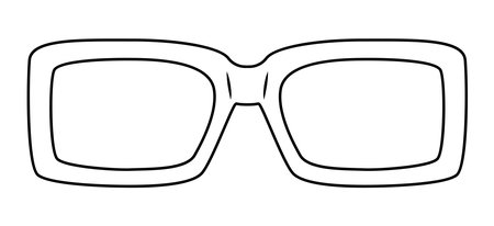 Supersized Rectangle frame glasses fashion accessory illustration. Sunglass front view for Men, women, unisex silhouette style, flat rim spectacles eyeglasses with lens sketch style outline isolatedのイラスト素材