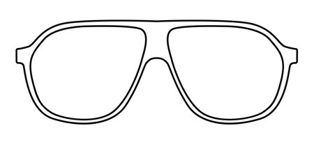Solid Aviator frame glasses fashion accessory illustration. Sunglass front view for Men, women, unisex silhouette style, flat rim spectacles eyeglasses with lens sketch style outline isolated on whiteのイラスト素材