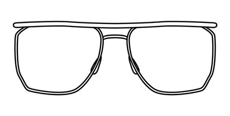 Fine Topline frame glasses fashion accessory illustration. Sunglass front view for Men, women, unisex silhouette style, flat rim spectacles eyeglasses with lens sketch style outline isolated on whiteのイラスト素材