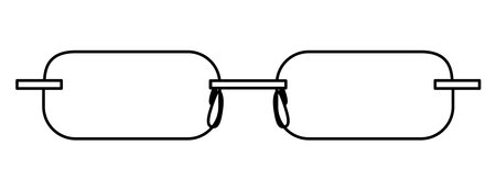 Slim Rectangular frame glasses fashion accessory illustration. Sunglass front view for Men, women, unisex silhouette style, flat rim spectacles eyeglasses with lens sketch style outline isolatedのイラスト素材