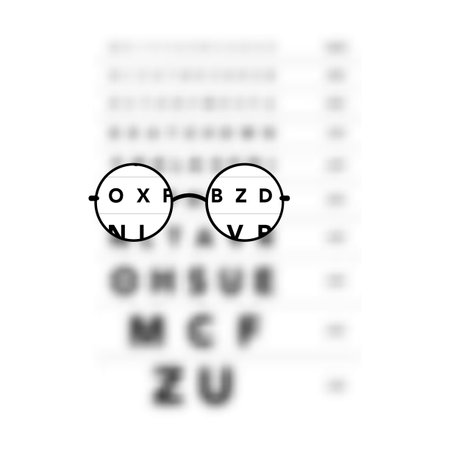 Glasses Optician In Monoyer chart Eye test blurred, Vision Of Eyesight medical ophthalmologist...