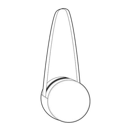 Canteen Bag Cross-Body round silhouette bag. Fashion accessory technical illustration. Vector satchel front 3-4 view for Men, women, unisex style, flat handbag CAD mockup sketch outline isolatedのイラスト素材