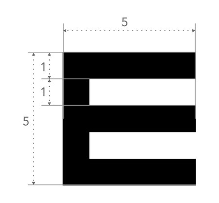 E chart Eye Test symbol with measurements tumbling medical illustration. Line vector sketch style outline isolated. Vision board optometrist ophthalmic for examination Checking optical glassesのイラスト素材
