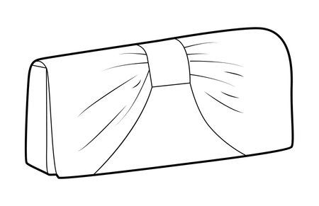 Evening Bag clutch silhouette bag with bow. Fashion accessory technical illustration. Vector satchel front 3-4 view for Men, women, unisex style, flat handbag CAD mockup sketch outline isolatedのイラスト素材