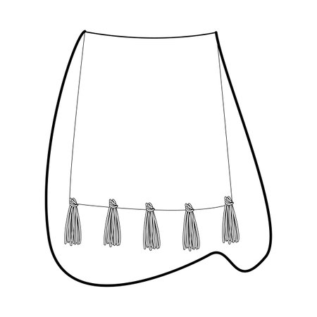 Hippy Cross-Body Bag with statement crochet silhouette. Fashion accessory technical illustration. Vector satchel front 3-4 view for Men, women, unisex style, flat handbag CAD mockup sketch isolatedのイラスト素材