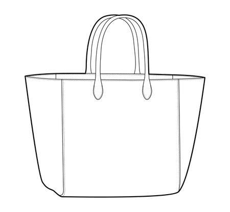 XL Tote Bag silhouette. Fashion accessory technical illustration. Vector satchel front 3-4 view for Men, women, unisex style, flat handbag CAD mockup sketch outline isolatedのイラスト素材
