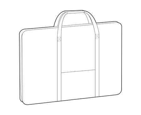 Portfolio case silhouette bag. Fashion accessory technical illustration. Vector satchel front 3-4 view for Men, women, unisex style, flat handbag CAD mockup sketch outline isolatedのイラスト素材