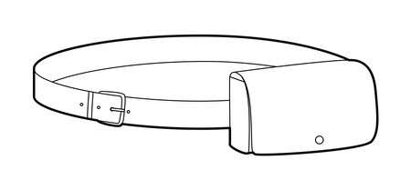 Belt Bag silhouette bag. Fashion accessory technical illustration. Vector satchel front 3-4 view for Men, women, unisex style, flat handbag CAD mockup sketch outline isolatedのイラスト素材