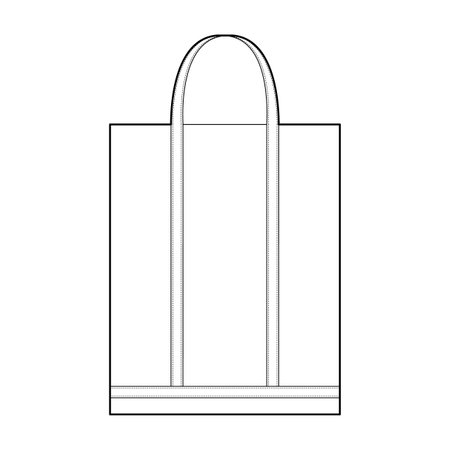 Tote Bag silhouette bag. Fashion accessory technical illustration. Vector satchel front view for Men, women, unisex style, flat handbag CAD mockup sketch outline isolatedのイラスト素材