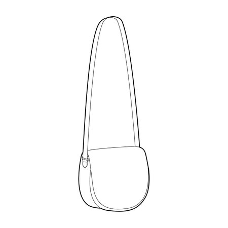 Saddle Cross-Body Bag silhouette. Fashion accessory technical illustration. Vector satchel front 3-4 view for Men, women, unisex style, flat handbag CAD mockup sketch outline isolatedのイラスト素材