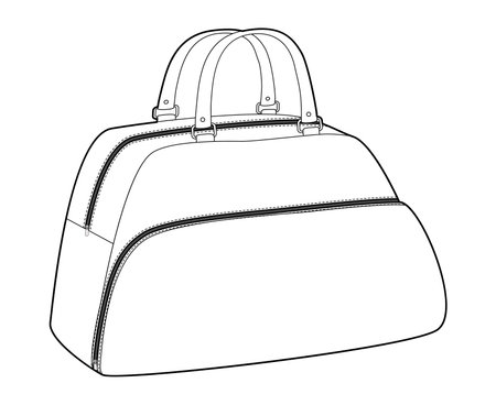 Bowling Bag silhouette. Fashion accessory technical illustration. Vector satchel front 3-4 view for Men, women, unisex style, flat handbag CAD mockup sketch outline isolatedのイラスト素材