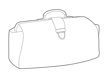 Doctor Bag bowling silhouette. Fashion accessory technical illustration. Vector satchel front 3-4 view for Men, women, unisex style, flat handbag CAD mockup sketch outline isolatedのイラスト素材