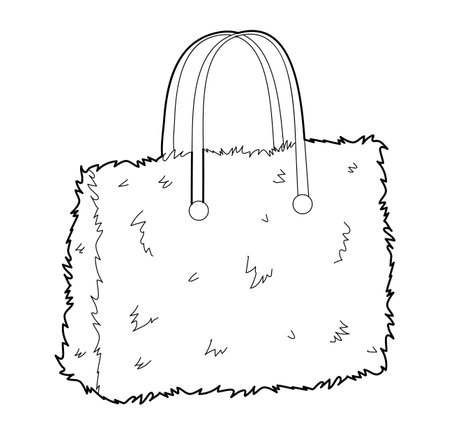 Muff Bag tote silhouette bag. Fashion accessory technical illustration. Vector satchel front 3-4 view for Men, women, unisex style, flat handbag CAD mockup sketch outline isolatedのイラスト素材