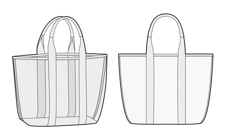 Beach Transparent Tote silhouette bag. Fashion accessory technical illustration. Vector satchel front 3-4 view for Men, women, unisex style, flat handbag CAD mockup sketch outline isolatedのイラスト素材
