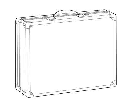 Attache Case briefcase silhouette bag. Fashion accessory technical illustration. Vector satchel front 3-4 view for Men, women, unisex style, flat handbag CAD mockup sketch outline isolatedのイラスト素材