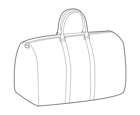 Boston Bag bowling silhouette. Fashion accessory technical illustration. Vector satchel front 3-4 view for Men, women, unisex style, flat handbag CAD mockup sketch outline isolatedのイラスト素材
