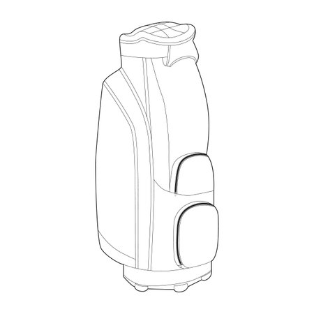 Golf Bag silhouette bag. Fashion accessory technical illustration. Vector satchel front 3-4 view for Men, women, unisex style, flat handbag CAD mockup sketch outline isolatedのイラスト素材