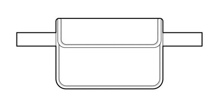 Belt Bag silhouette. Fashion accessory technical illustration. Vector satchel front 3-4 view for Men, women, unisex style, flat handbag CAD mockup sketch outline isolatedのイラスト素材