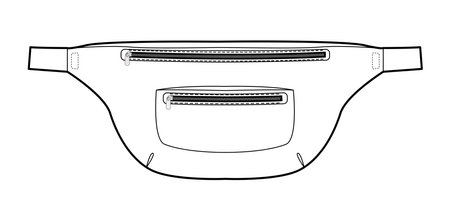 Bum Bag silhouette. Fashion accessory technical illustration. Vector satchel front 3-4 view for Men, women, unisex style, flat handbag CAD mockup sketch outline isolatedのイラスト素材