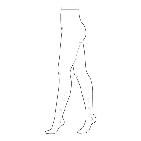 Tattoo Tights Pantyhose on legs. Fashion accessory clothing technical illustration stocking. Vector side view for Men, women unisex style, flat template CAD mockup sketch outline isolated on whiteのイラスト素材