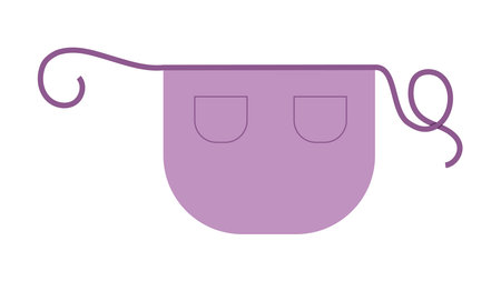Maid Apron Scalloped technical fashion illustration. uniform for cleaning violet cartoon Flat sketch outline apparel template front view. Women, men unisex CAD mockup isolated on white backgroundのイラスト素材
