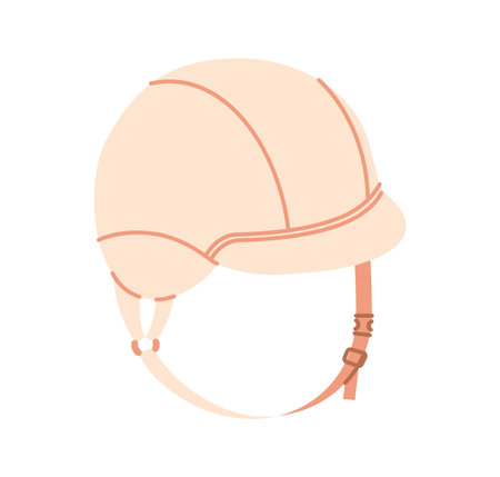Riding Half Helmet Equestrian Hat with chin band. Head Fashion accessory cap clothing technical illustration. Vector headgear for Men, women style, flat template CAD mockup sketch outline isolatedのイラスト素材